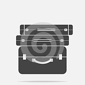 Vector suitcase icon on gray background