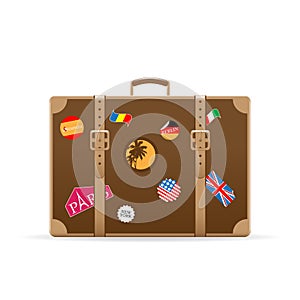 Vector suitcase with travel stickers