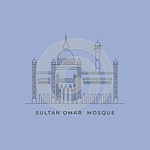 vector of sultan omar mosque line art logo symbol illstration design