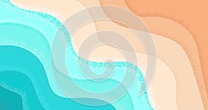 Vector Summer Beach background with blue sea wave and yellow sand