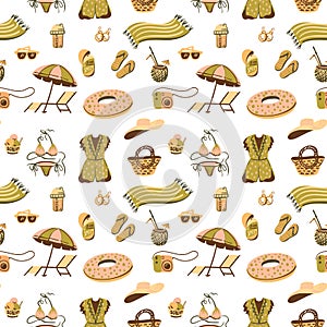 Vector summer beach boho doodle pattern.