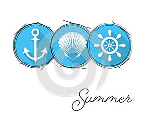 Vector summer design with marine flat icons