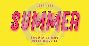 Vector summer font 3d bold colorful style