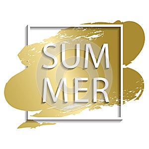 Vector summer illustration of white frame on golden background