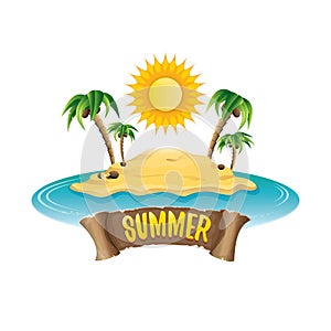 Vector summer label with island tropical beach