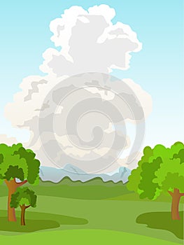 Vector summer landscape. Background for browser games.