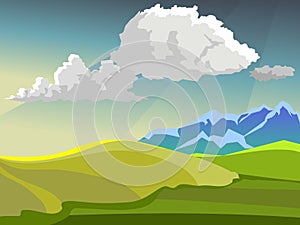 Vector summer landscape. Background for browser games.