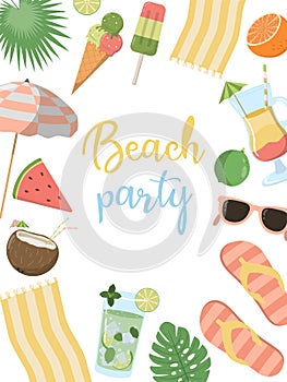 Vector summer pool party invitation card design template