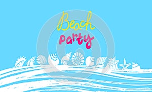 Vector summer template. Tropical beach party banner. Lettering