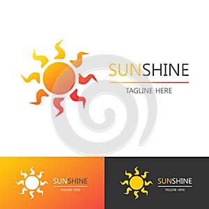 Vector sun shine logo set colorful style for summer emblem, travel firm