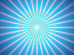 Vector sunburst background, retro style poster, abstract shine, blue color.