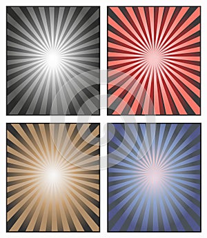 Vector. Sunburst Illustration. A background of sun rays or star rays for an advertisement or a poster. Sunshine rays in red