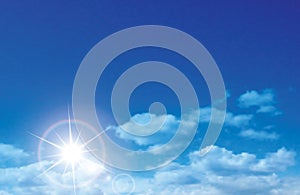 Vector sunny sky with clouds