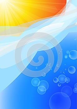 Vector : Sunshine and water with bubble background