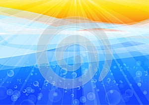 Vector : Sunshine and water with bubble background