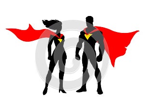 Super hero couples.Vector super hero couple isolated on white background. photo