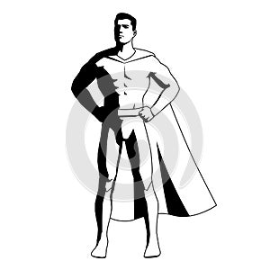Vector Superhero Action Pose Illustration Isolated