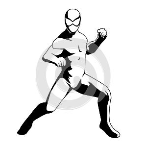 Vector Superhero Action Pose Illustration Isolated