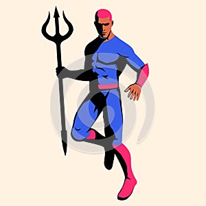 Vector Superhero Action Pose Illustration Isolated