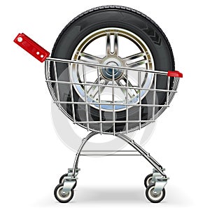 Vector Supermarket Trolley with Car Wheel