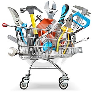 Vector Supermarket Trolley with Hand Tools