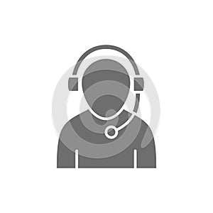 Support worker grey icon. Isolated on white background