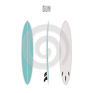 Vector surf gun board with three sides