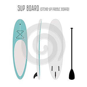 Vector surf sup board with three sides