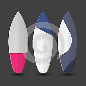 Vector Surfboards Design with Abstract Colorful Geometric Shapes Pattern