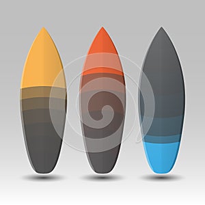 Vector Surfboards Design with Abstract Colorful Geometric Shapes Pattern