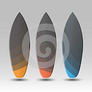 Vector Surfboards Design with Abstract Colorful Geometric Shapes Pattern