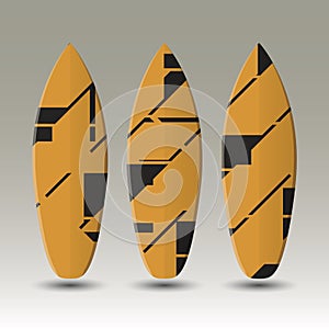 Vector Surfboards Design With Abstract Colorful Pattern On White Background
