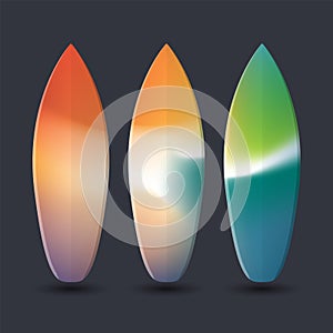 Vector Surfboards Design with Colorful Abstract Blurred Pattern