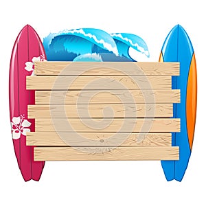 Vector Surfing Concept with Wooden Plank