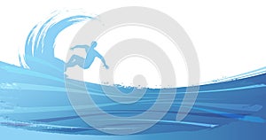 Vector Surfing Silhouette Background Illustration Isolated On a White Background.