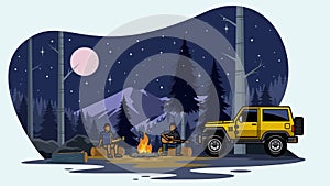 Suv car camping on the forest