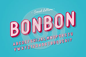 Vector sweet candy font design, alphabet, typeface, letters and