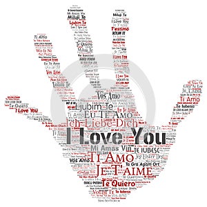 Vector sweet romantic I love you multilingual message