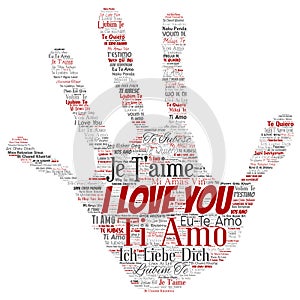 Vector sweet romantic I love you multilingual message