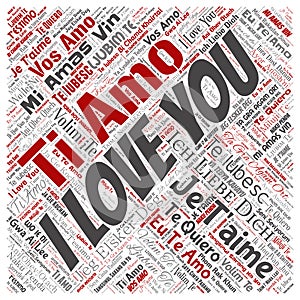 Vector sweet romantic I love you multilingual message