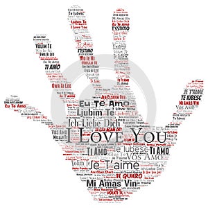 Vector sweet romantic I love you multilingual message