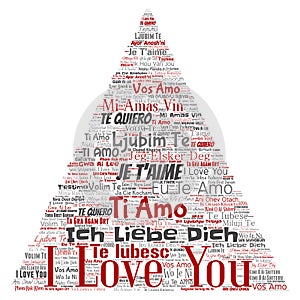 Vector sweet romantic I love you multilingual message