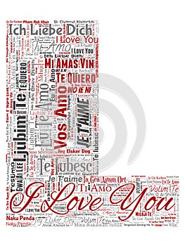 Vector sweet romantic I love you multilingual message