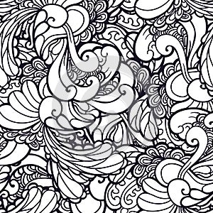 Vector swirl abstract floral pattern, fabric, background.