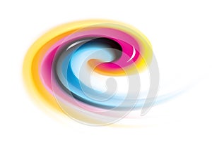 Vector swirl background of primary colors printing process: CMYK