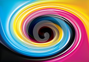 Vector swirl background of primary colors printing process (CMYK