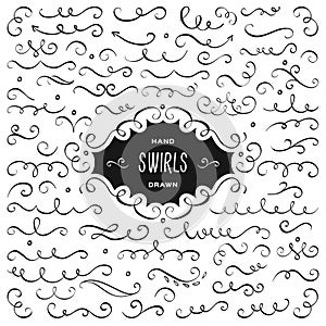 Vector swirls flourish collection. Hand drawn design elements, calligraphic symbols
