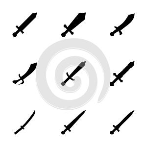 Vettore spada impostato composto da icone 