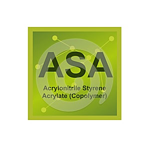 Vector symbol of acrylonitrile styrene acrylate â€“ ASA polymer on the background from connected macromolecules