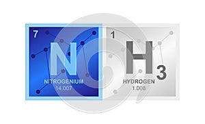 Vector symbol of Ammonia compound consisting of hydrogen and nitrogen on the background from connected molecules